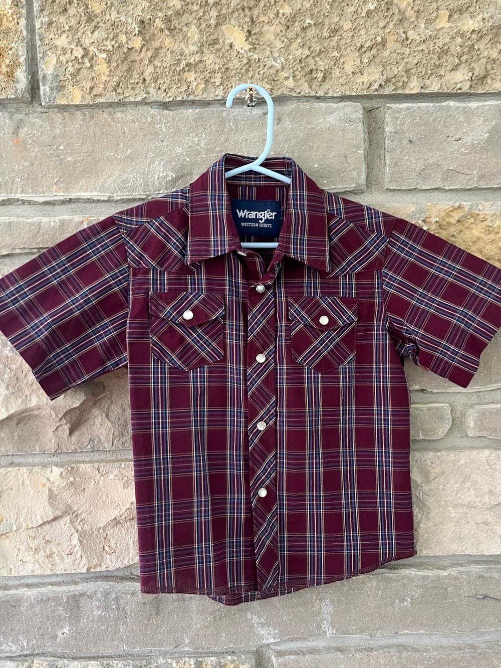 Wrangler Short Sleeve Western Style Button Down With Snap Buttons Size XS (3-4)